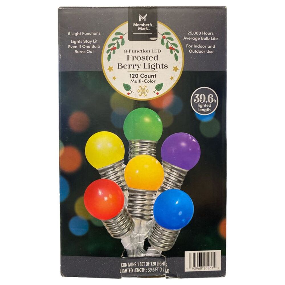 Member's Mark LED Frosted Berry Lights, 39.6', Multicolor, 120ct